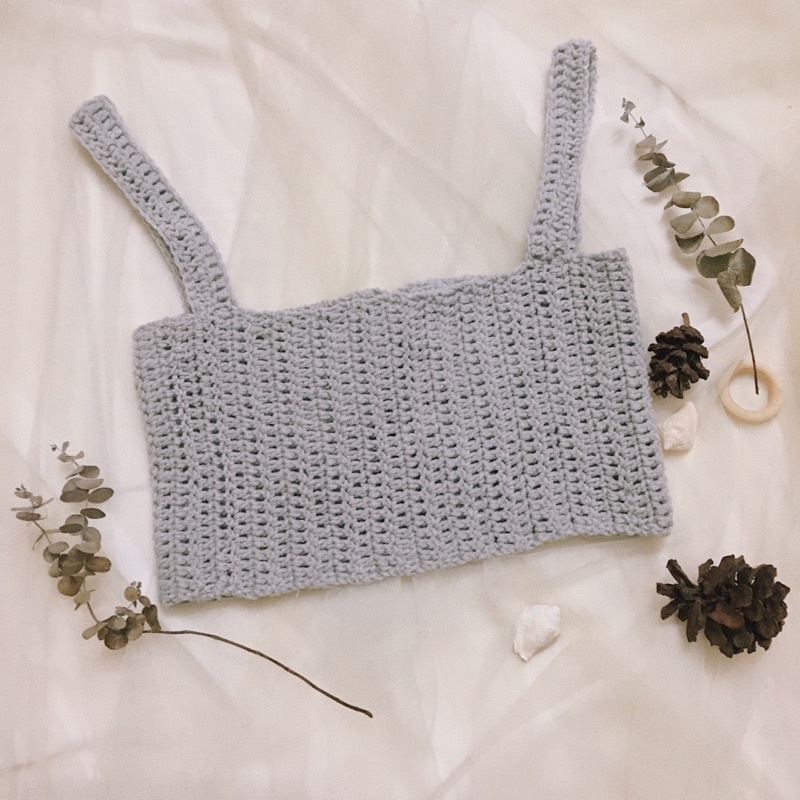 Croptop Len - Bralette Len - Bikini Len Móc - xanhlanhes