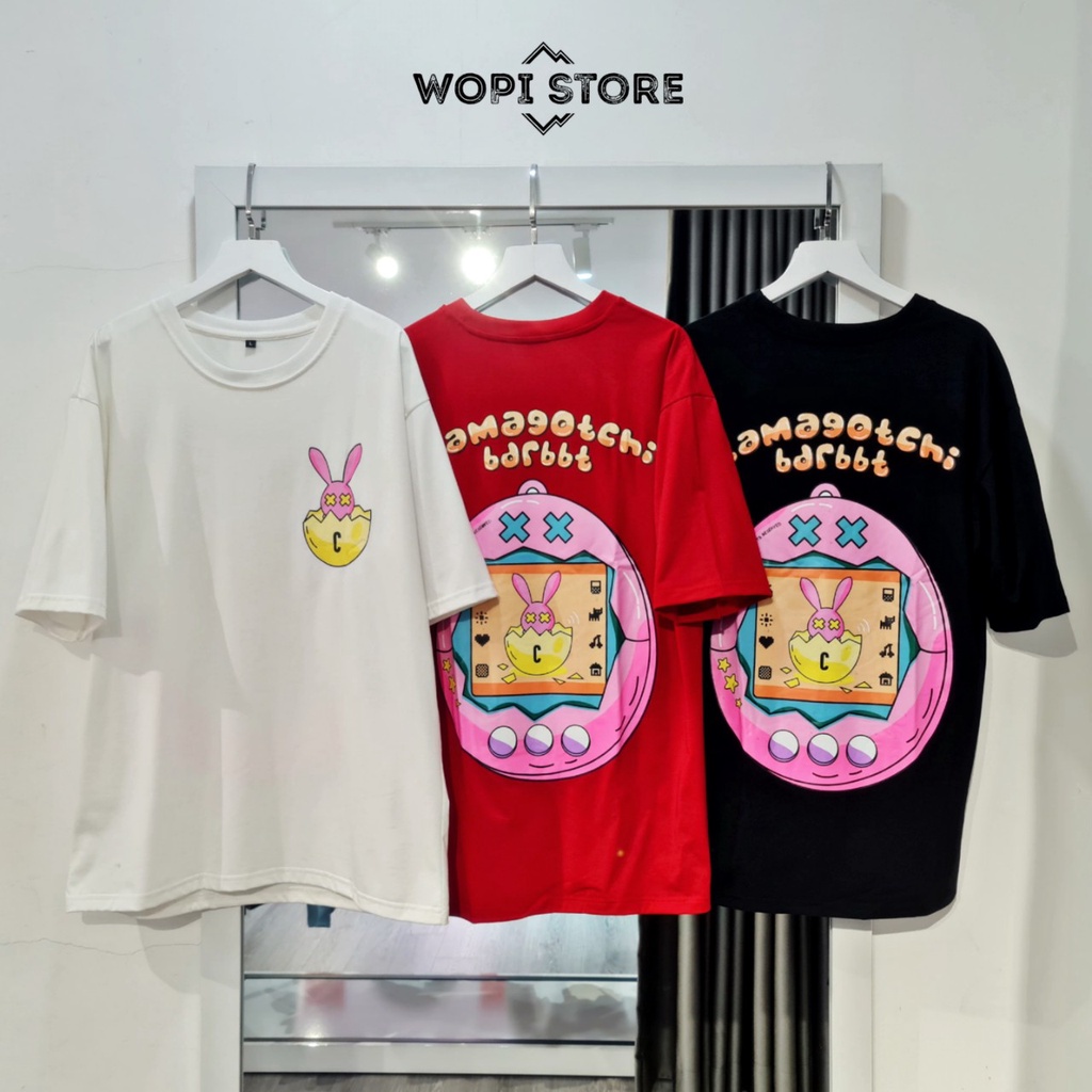 Áo Thun Tay Lỡ RABBIT GOTCHI Vải Thun Cotton Form Rộng Ulzzang Unisex