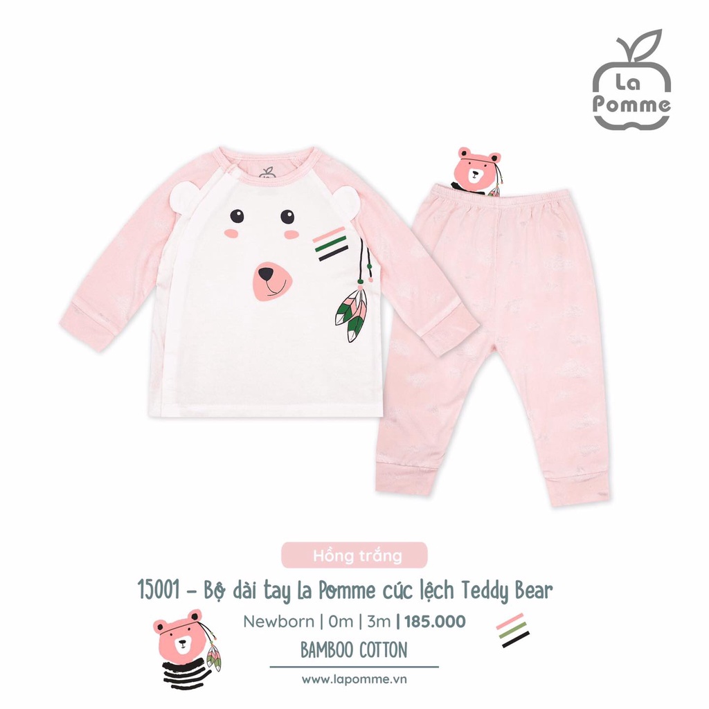 Bộ cài chéo cài giữa Body dài tay La Pomme sơ sinh modal cao cấp hải cẩu kẻ sọc bé trai bé gái SLD185 JL047 23001 15001