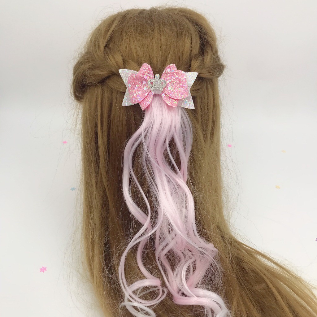 Phụ Kiện Tóc Giả Cho Bé | Kẹp Tóc Nơ Công Chúa | Kẹp Tóc Vương Miện Lưới