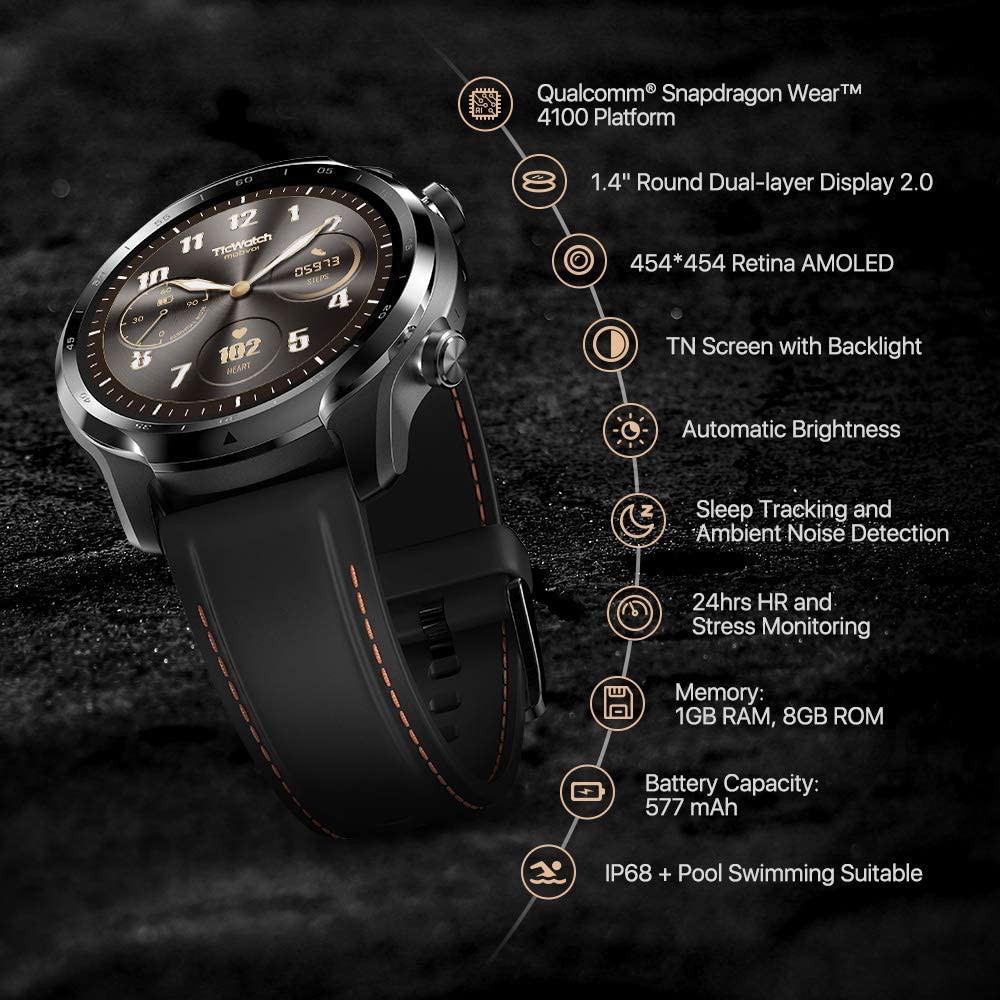 Đồng hồ thông minh Ticwatch Pro 3 GPS/LTE ESIM 4G Nghe Gọi Độc Lập New 100%