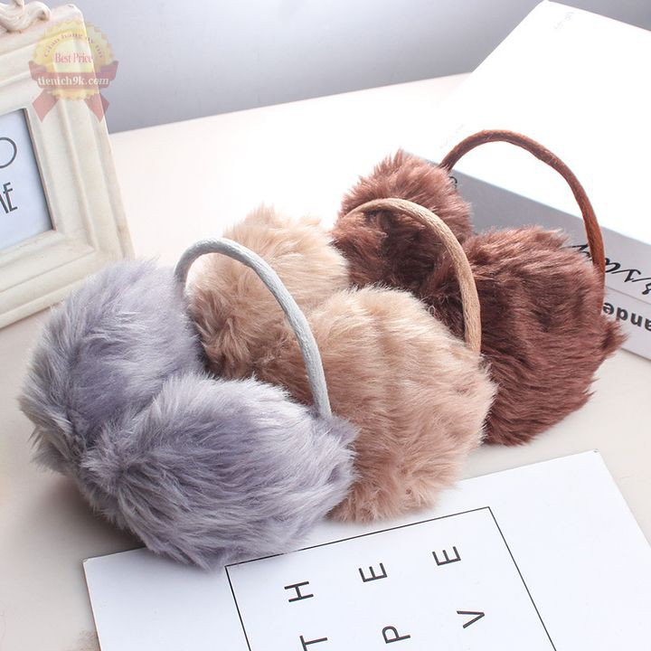 Bịt tai giữ ấm mùa đông lông vũ Chụp tai bông tròn nhiều màu cho nam nữ