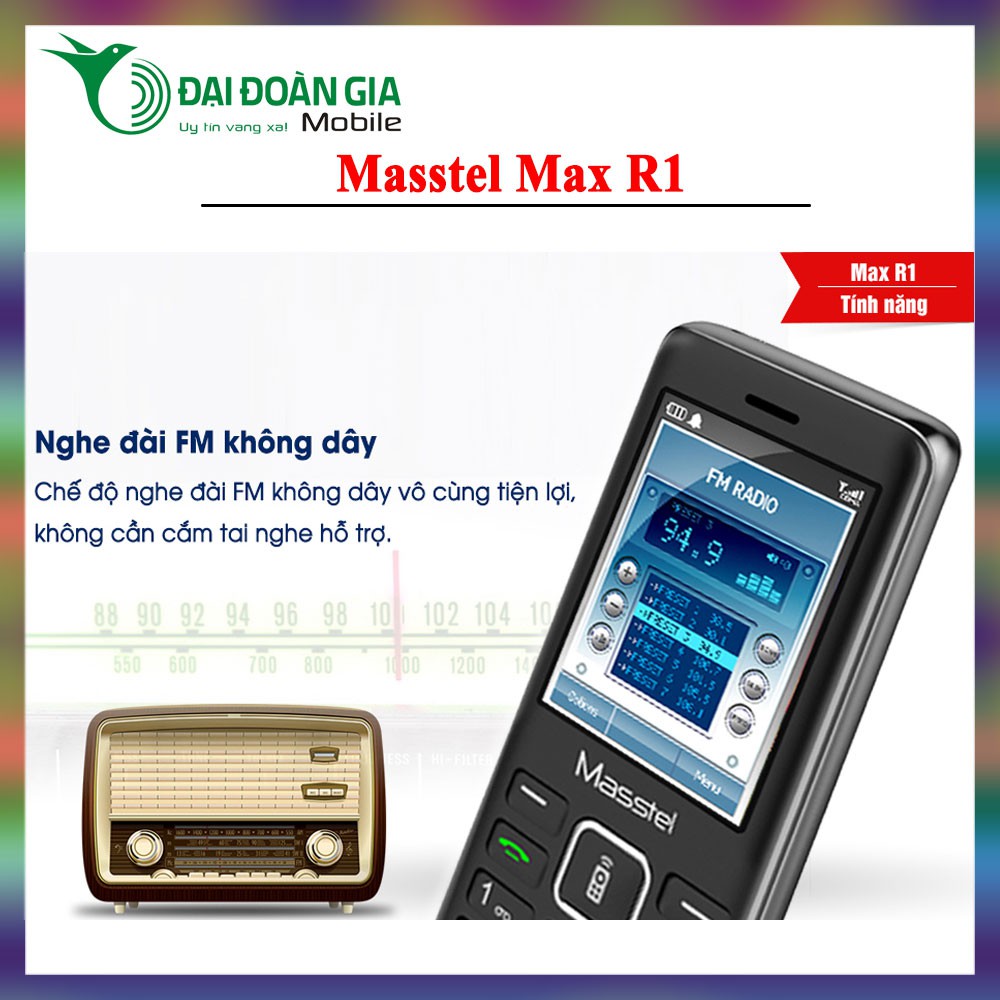 Điện thoại giá rẻ Masstel Max R1 - Chức năng ghi âm cuộc gọi - FM ko cần tai nghe