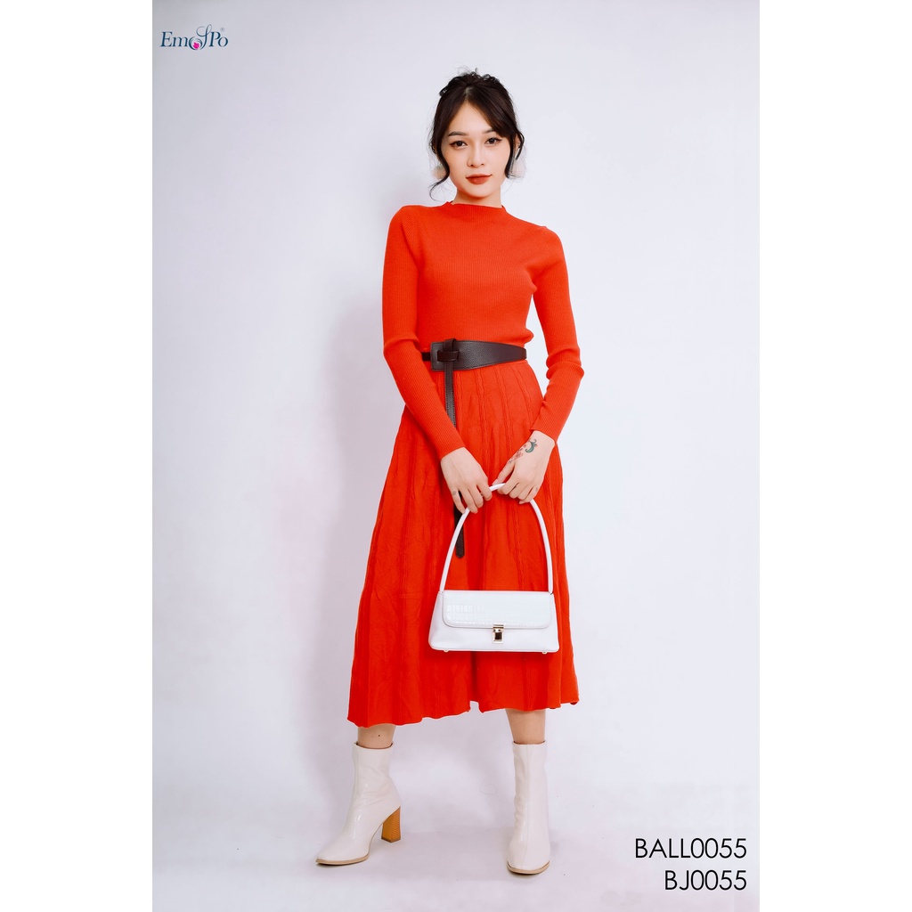 Set len công sở emspo áo cổ cao chân váy xòe BALL0055 BJ0055