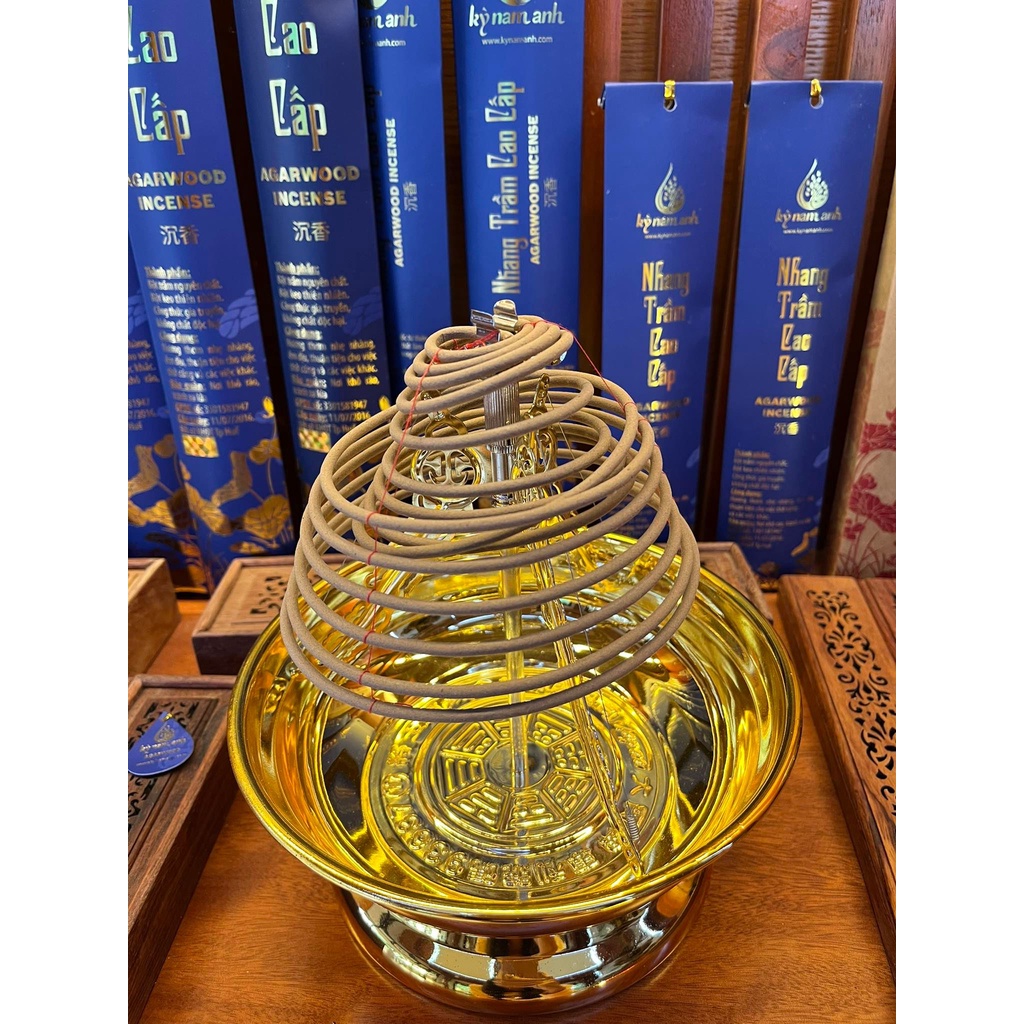 NHANG VÒNG TRẦM 24H - ĐẾ ĐỐT NHANG MẠ VÀNG