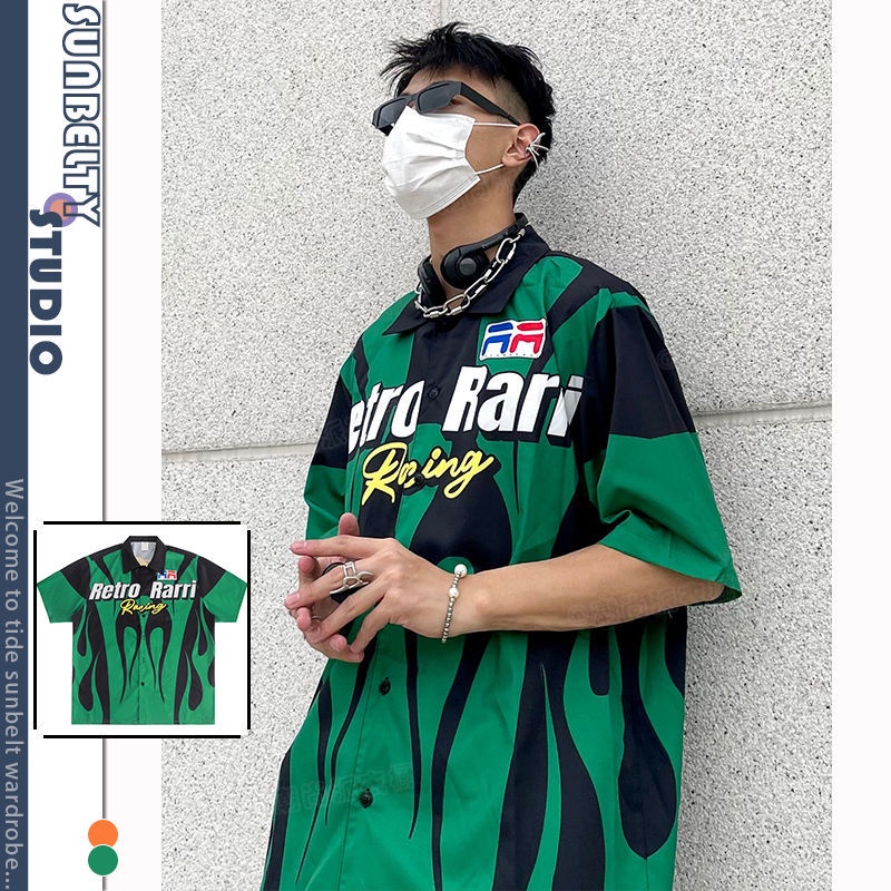 Áo Khoác Mỏng Tay Ngắn In Chữ Và Ngọn Lửa Phong Cách Hip Hop Thời Trang Mùa Hè 2022 Cho Nam