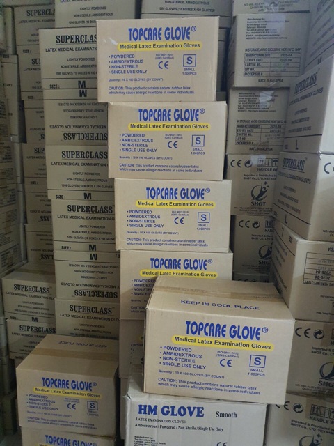 Freeship HN-COMBO 5 Hộp(250 đôi) -Găng Tay Găng Khám HM Gloves , Topcare, ... và một số hãng size SX,S,M,Lcó bột | BigBuy360 - bigbuy360.vn