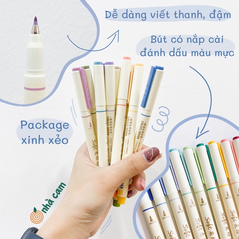 [1 Cây - Màu Basic] Bút viết thư pháp Soft Brush Sign Pen Nhà Cam