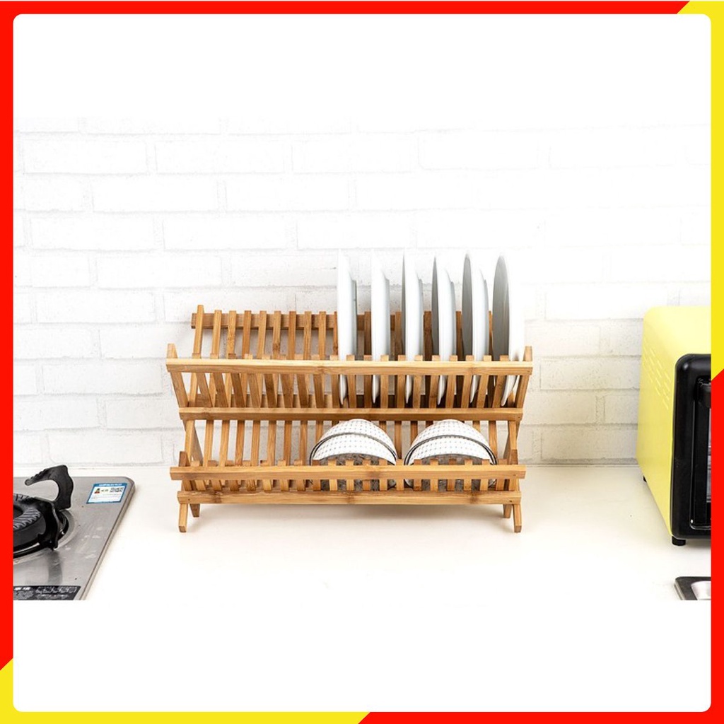 Giá/Kệ Úp Bát Đĩa Cốc Chén Gỗ Tre Tự Nhiên - Khay Đựng Bát Đũa Thớt Dao Kéo Để Bàn Nhà Bếp Đa Năng