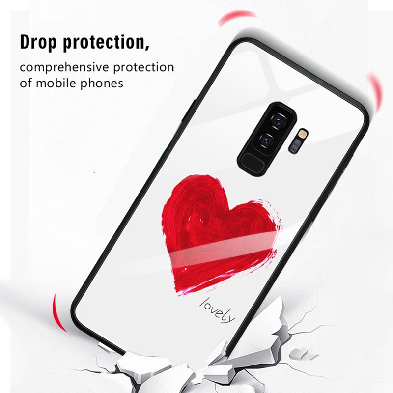 Ốp điện thoại mặt kính cường lực in hình sơn vẽ đẹp mắt cho Samsung Galaxy S9 S8 Plus Note 8