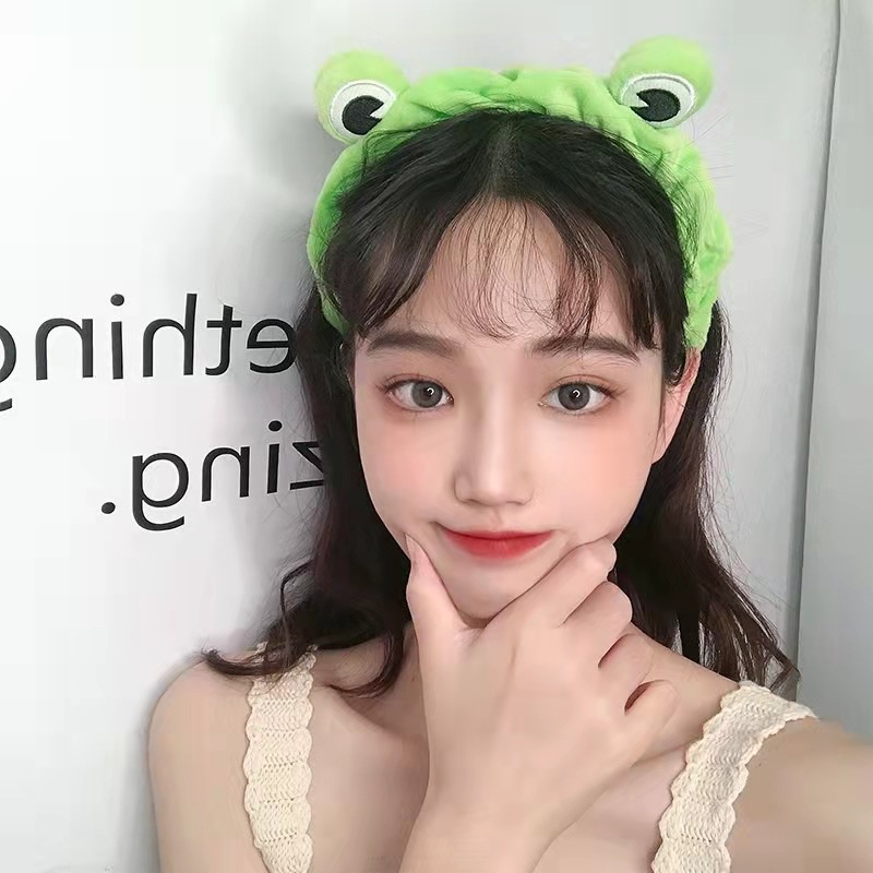 Băng Đô Rửa Mặt Trang Điểm Hình Ếch Xanh Dễ Thương Kiểu Hàn Quốc