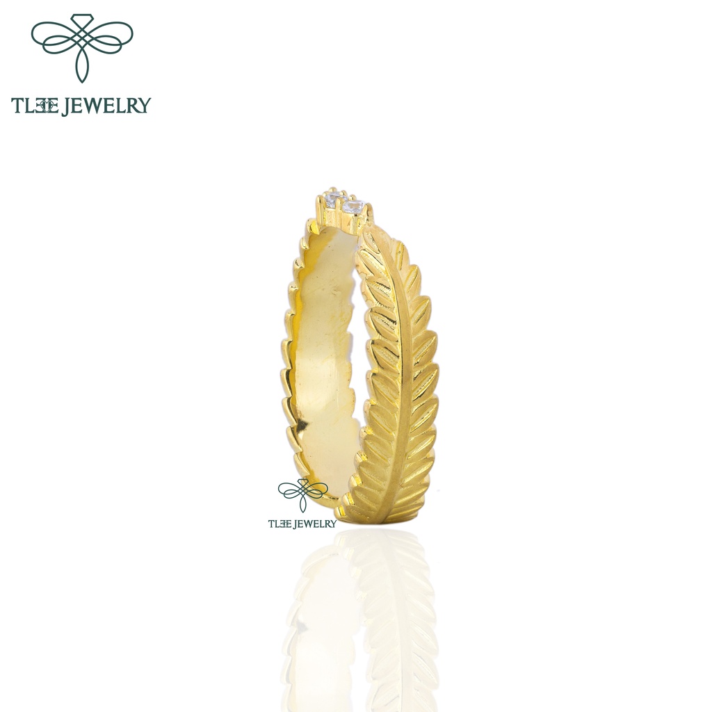 Nhẫn bạc nữ TLEE lá hena mạ vàng 14k cao cấp TleeJewelry A0142