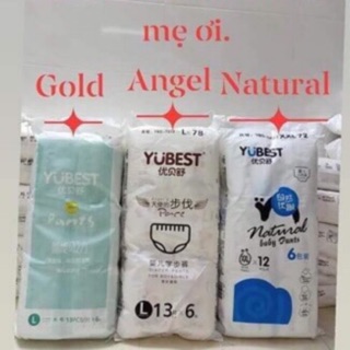 Tã bỉm dán quần nội địa trung yubest angel,natura,gold, S132/M107/L96/Xl84