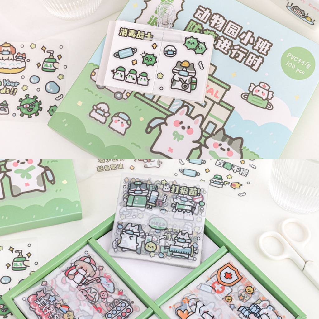 Set 10 tấm sticker dễ thương PET nhiều mẫu tự chọn trang trí sổ tay