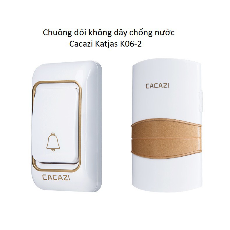 Chuông đôi không dây chống nước Cacazi Katjas K06-2 ( 2 CHUÔNG, 1 NÚT NHẤN )