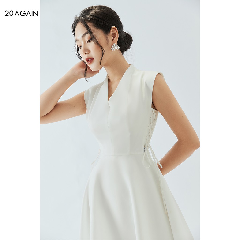 Váy xòe cổ V 20AGAIN, thiết kế đan dây sườn, tôn dáng DEA1541 | BigBuy360 - bigbuy360.vn