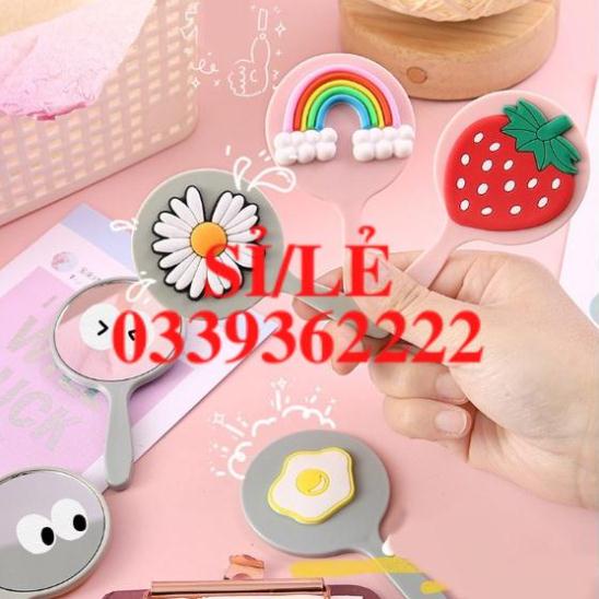 [ HAIANHSHOP ] Gương trang điểm mini cầm tay bỏ túi dáng tròn có cán cầm tiện dụng họa tiết hoạt hình &gt;