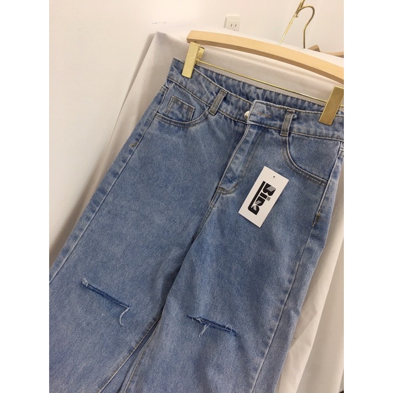 Quần jeans nữ Bingshop - quần baggy bò Unisex rách gối vải dày đẹp đủ size freeship | BigBuy360 - bigbuy360.vn