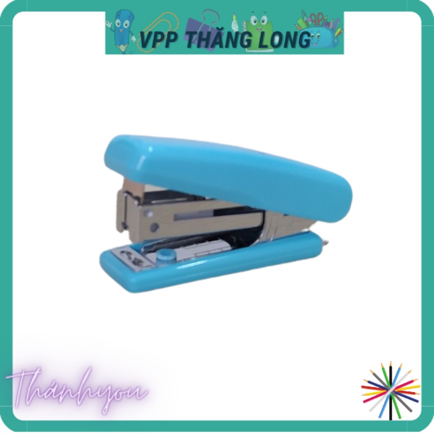 Dập ghim, bấm ghim học sinh mini số 10 mã 0222, dập 12 trang, màu hồng, xanh