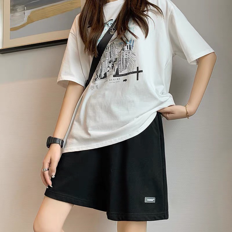 [Mã FAMARAL2 giảm 10K đơn 50K] Quần Đùi Gắn ITEM (Xám Đen) Basic Cạp Chun Co Giãn Phong Cách Unisex Ullzang Hàn Quốc