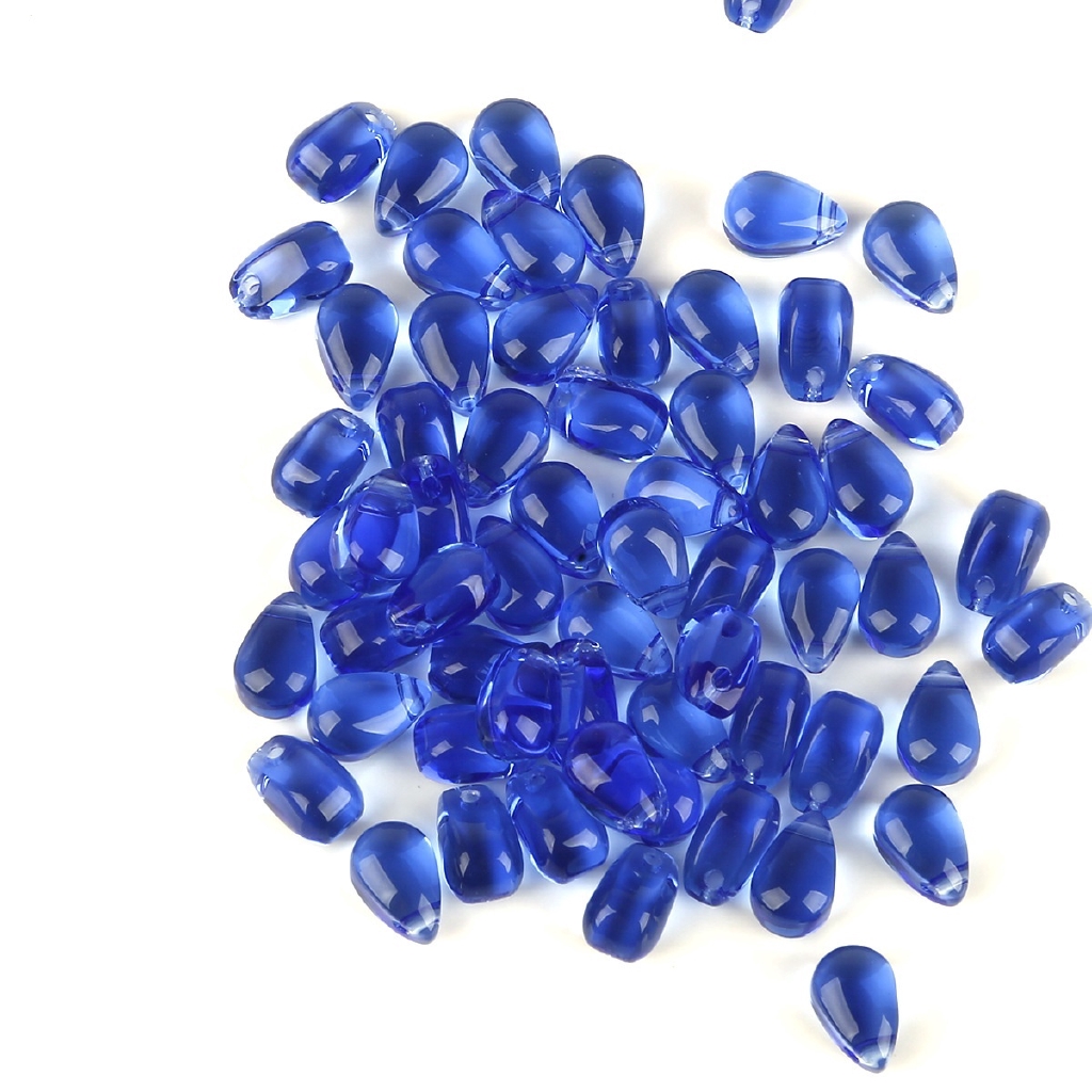 Bộ 2 hạt thủy tinh hình giọt nước dùng làm trang sức thủ công 9x6mm