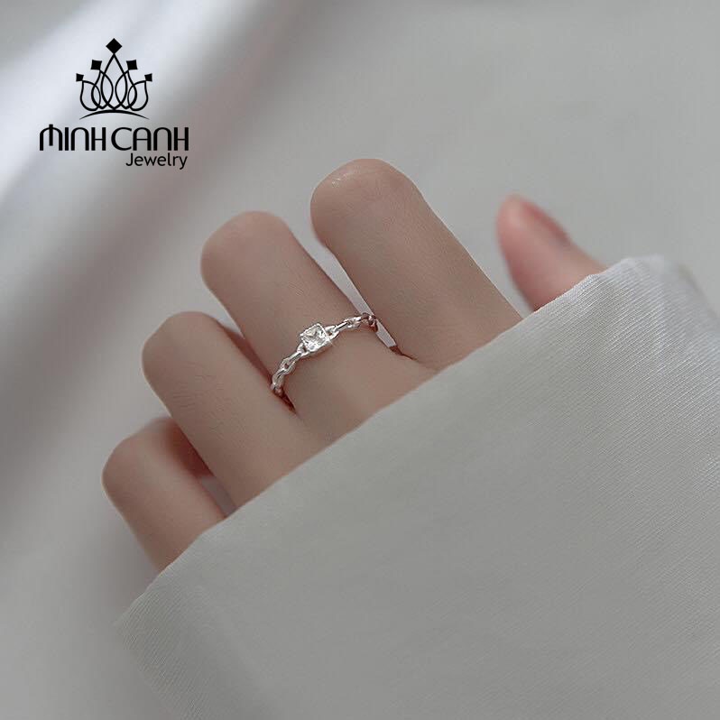 Nhẫn Bạc Xích Mặt Đá Vuông Freesize - Minh Canh Jewelry