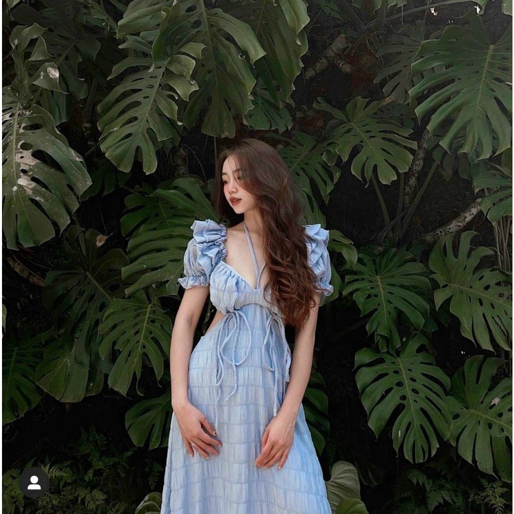 [HCM] Đầm Maxi Chạy Mocking (Mặc 2 Kiểu) Hở Eo Thời Trang Nữ Sam Closet Free Size 40-55kg