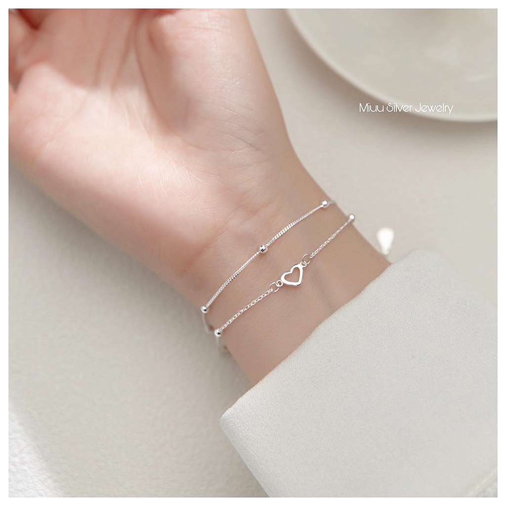 Lắc tay bạc Miuu Silver, vòng tay nữ trái tim Eternity Heart