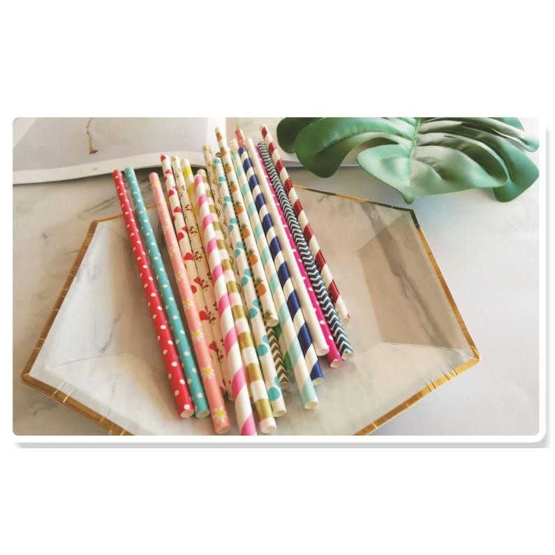 Túi 25 Ống Hút Giấy 8x197mm Nhiều Màu Sản Xuất Tại Việt Nam,Thân Thiện Với Môi Trường
