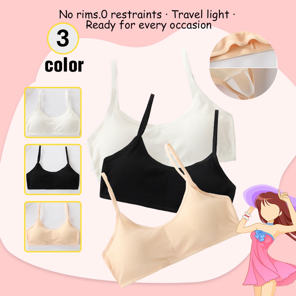 Áo Ngực Cotton Họa Tiết Hoạt Hình Có Miếng Đệm Ngực Tháo Rời Được Tiện Dụng Cho Học Sinh