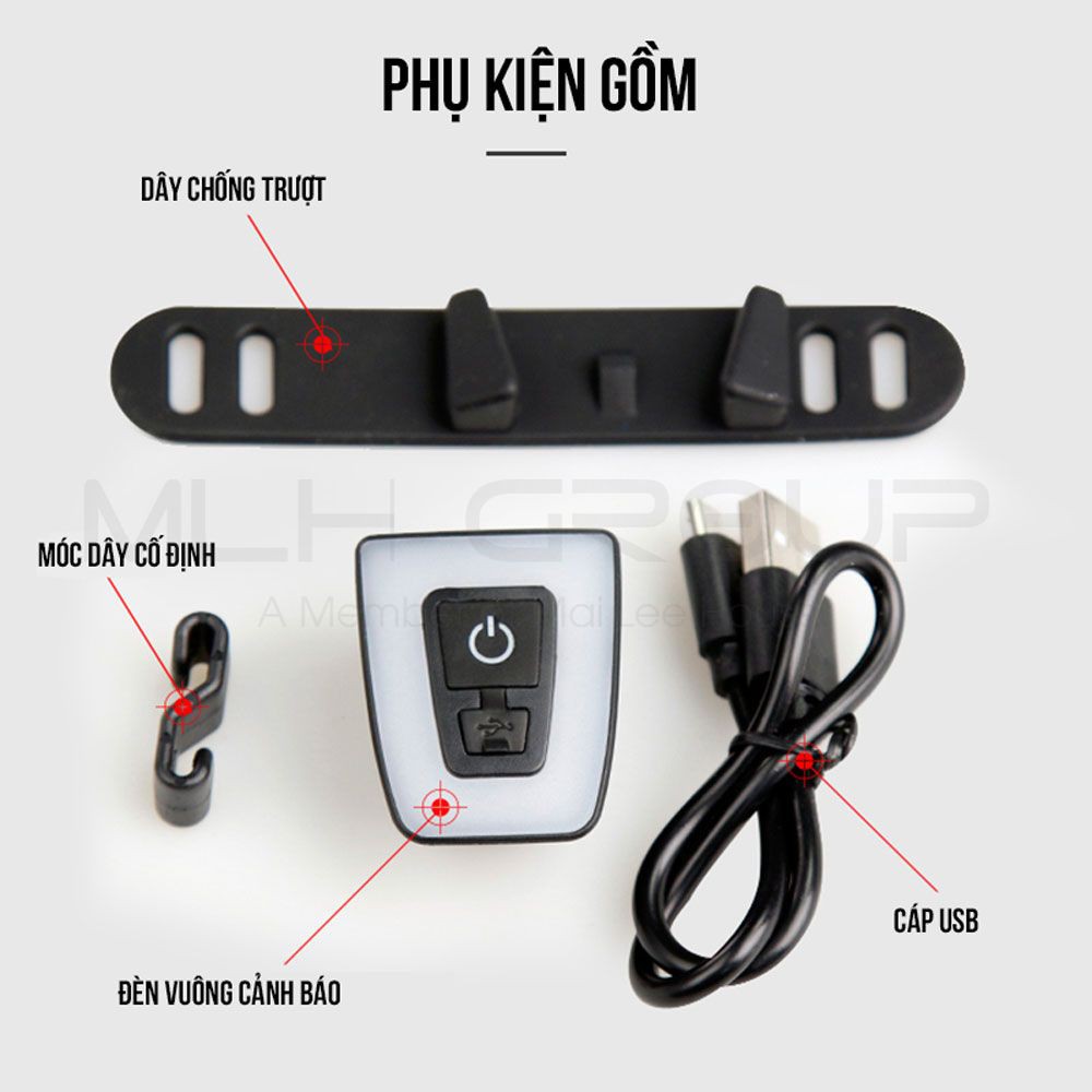 Đèn Đuôi Xe Đạp Đèn LED Cảnh Báo Sau Xe Đạp 5 Chế Độ Sáng Sạc Điện USB Đèn Báo Hiệu Gắn Đuôi Xe Đạp Chống Nước MLH