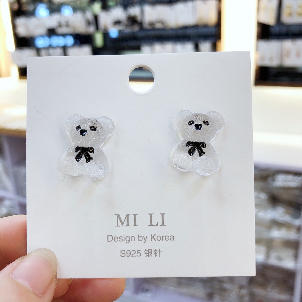 Khuyên Tai Hình Chú Gấu Bằng Nhựa Dễ Thương Phong Cách Hàn Quốc