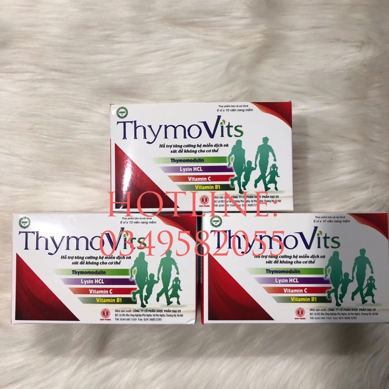 THYMOVITS - Tăng cường hệ miễn dịch với vitamin c, lysin hcl, B1, thymomodulin