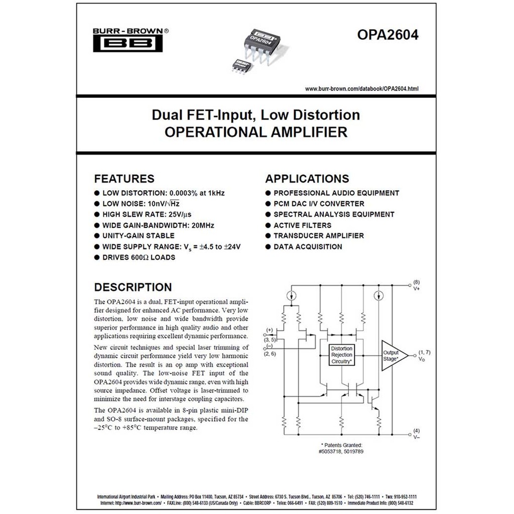 OPA2604AP Bộ khuếch đại hoạt động kép opa amp