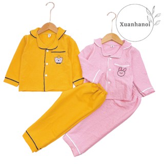 Bộ pizama gấu dài tay đũi nhăn siêu đẹp cho bé trai bé gái XHN687