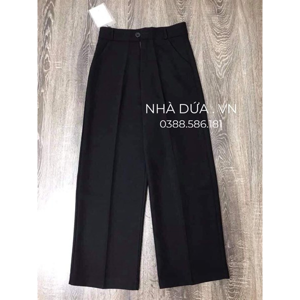 (hình thật+video) Quần suông cạp lưng cao khóa trước, Quần nữ ống rộng cullotes 1 cúc | BigBuy360 - bigbuy360.vn