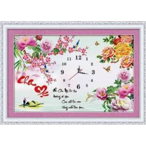 TRANH ĐÍNH ĐÁ ĐỒNG HỒ CHA MẸ LG1049 (65X50) CM tranh chưa thành phẩm