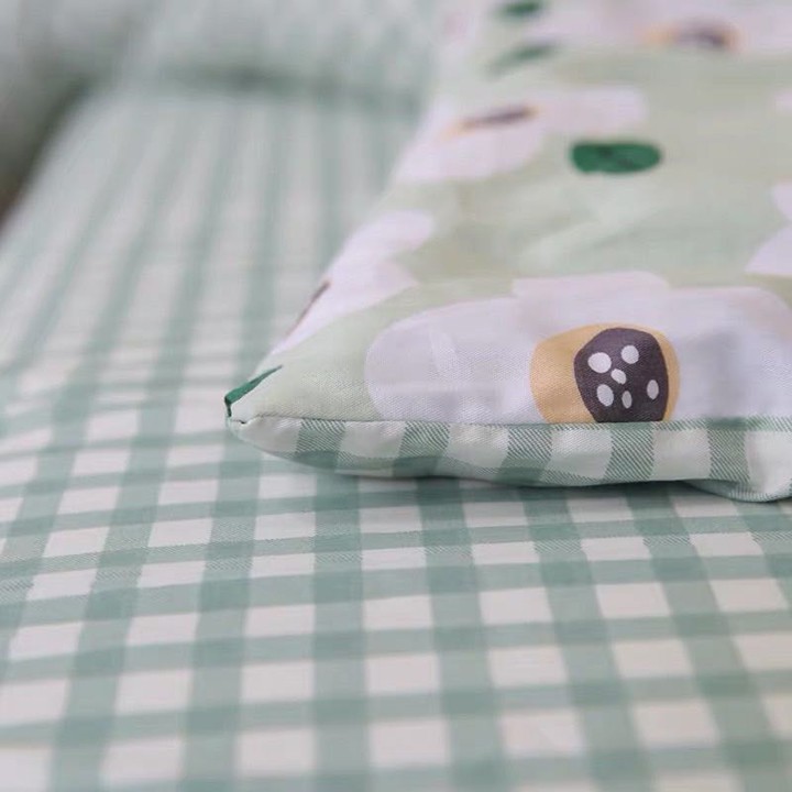 Bộ chăn ga gối , drap giường chất cotton poly họa tiết hoa cọ