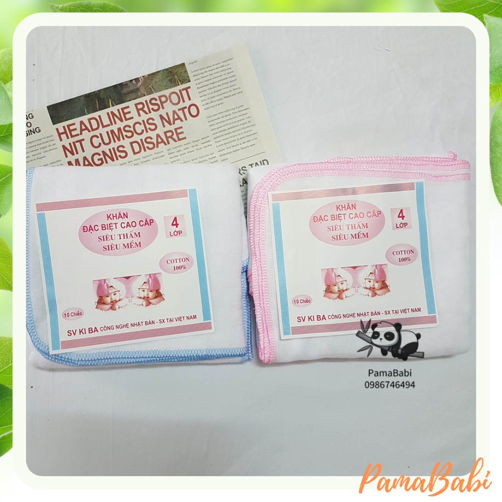 Khăn xô sữa Kiba 2,3,4 lớp siêu mềm cho bé ( 10 khăn)