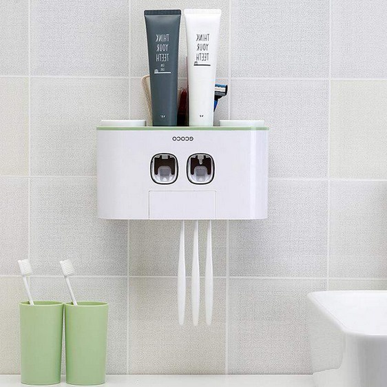 Hộp đựng bàn chải kết hợp nhả kem đánh răng treo tường siêu chắc