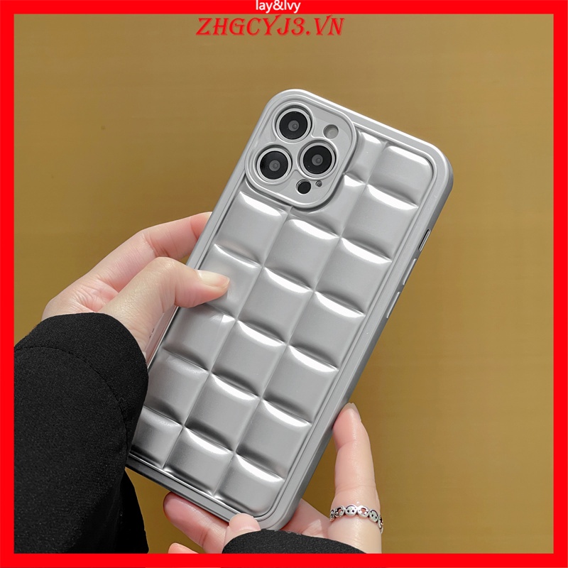 Ốp Điện Thoại Silicon IMD Mềm Hình Vuông Màu Trắng Đen Dễ Thương Cho IPhone 13 13 ProMax 12 12ProMax 11 11Promax XS Max XR