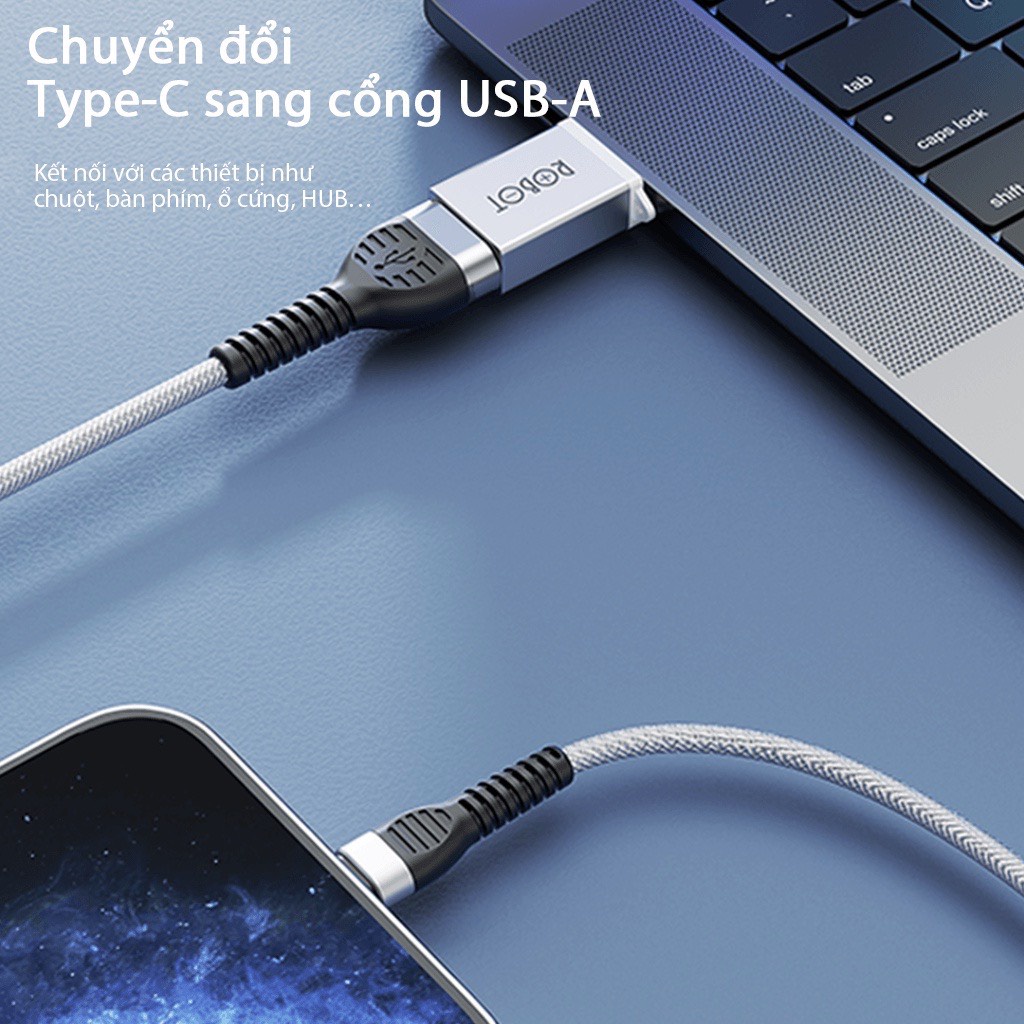 Thiết Bị Chuyển Đổi ROBOT OTG04 Cổng Type-C Sang USB-A Hàng Chính Hãng
