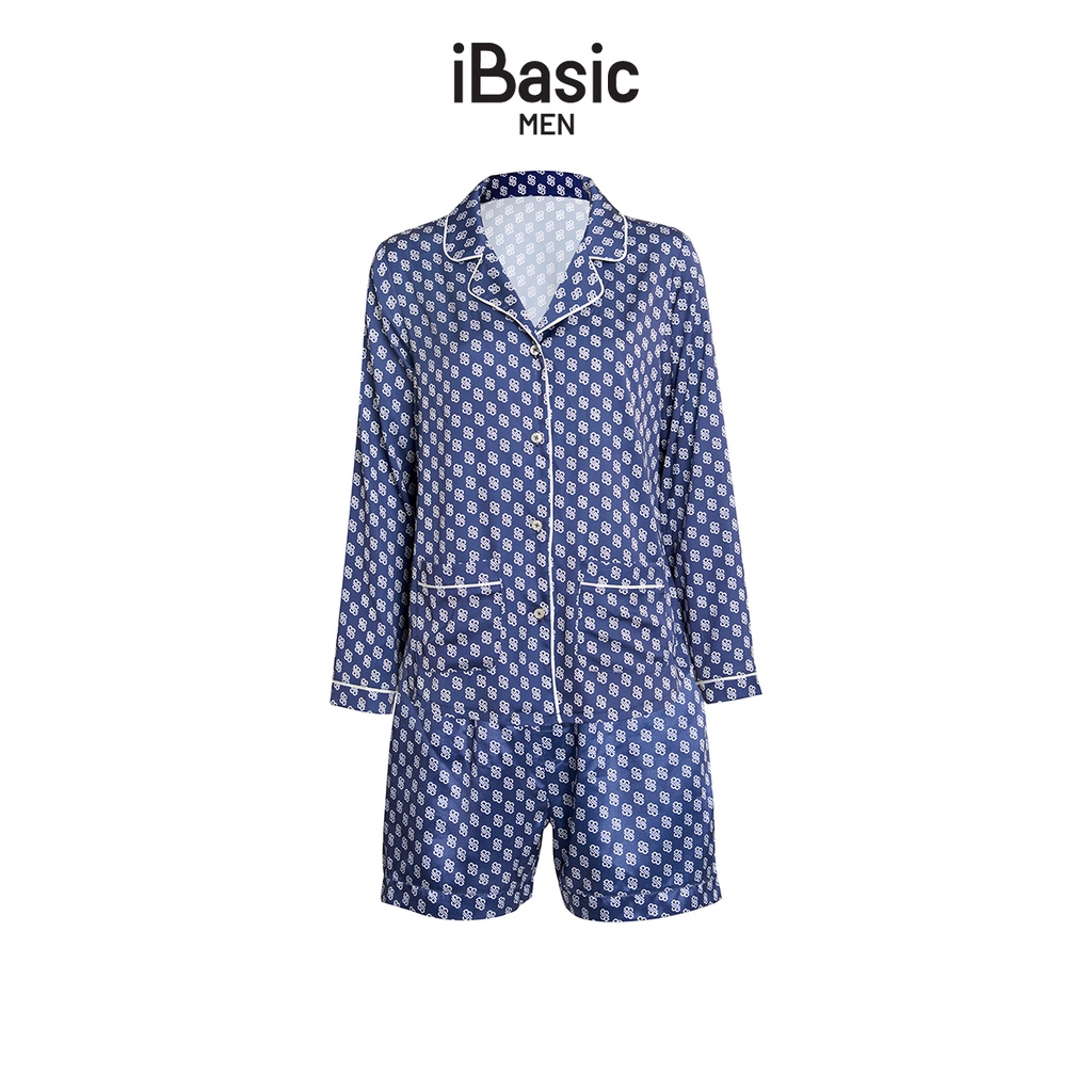 Bộ pyjama nam lụa Satin hoạ tiết icon iBasic HOMM016T và HOMM017B