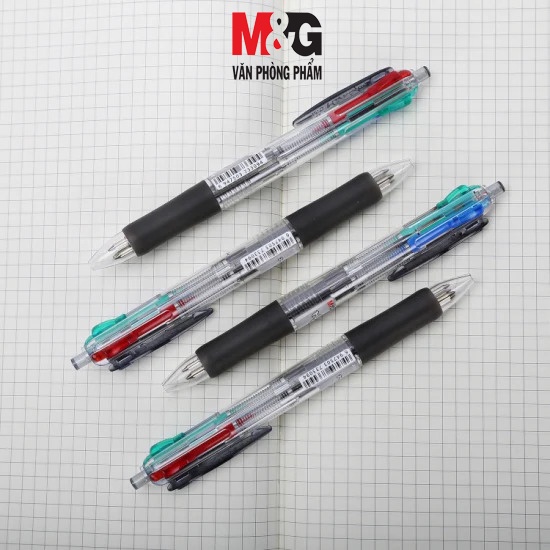 Bút bi 4 ngòi M&G ABP80371 ngòi 0.7 mm-ngòi màu xanh dương, xanh lá, đỏ, đen