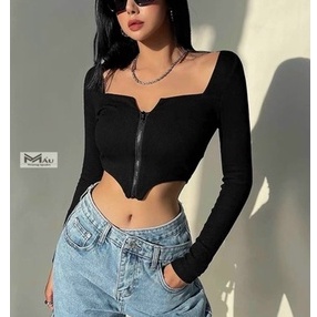 áo tay dài dây kéo giữa nhọn tà likx