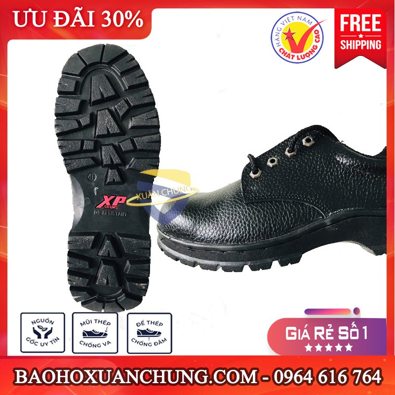 Giày bảo hộ XP chữ đỏ siêu nhẹ, giày bảo hộ lao động mũi thép, đế thép chống đinh, chống va đập thoáng khí