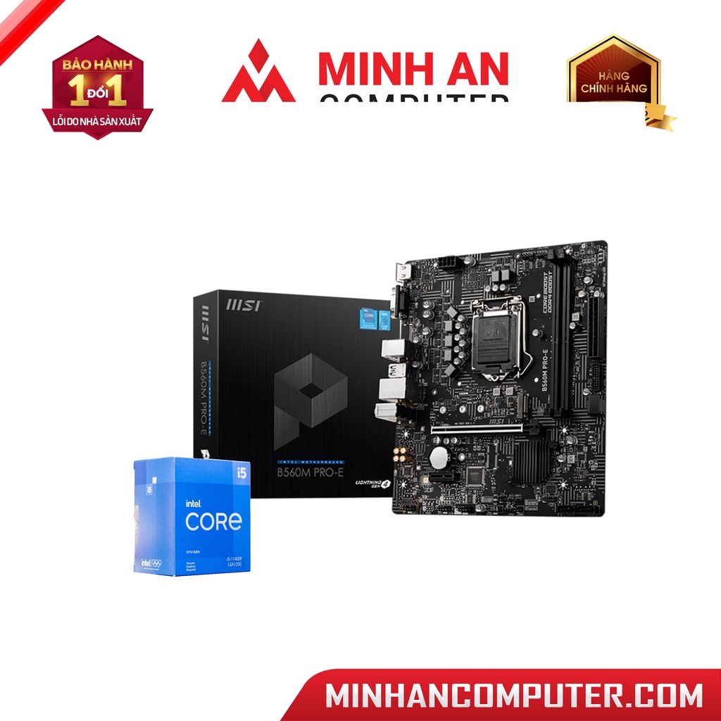 Combo siêu hot Mainboard ASROCK B560M Pro4 4 khe Ram + CPU Intel Core I5 11400F