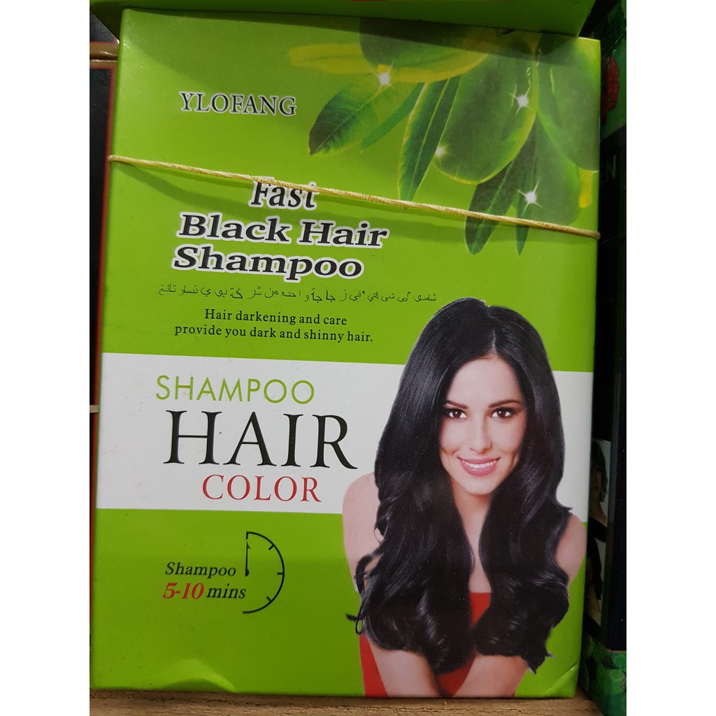 DẦU GỘI NHUỘM ĐEN TÓC BLACK HAIR SHAMPOO YLOFANG (HỘP 10 GÓI)