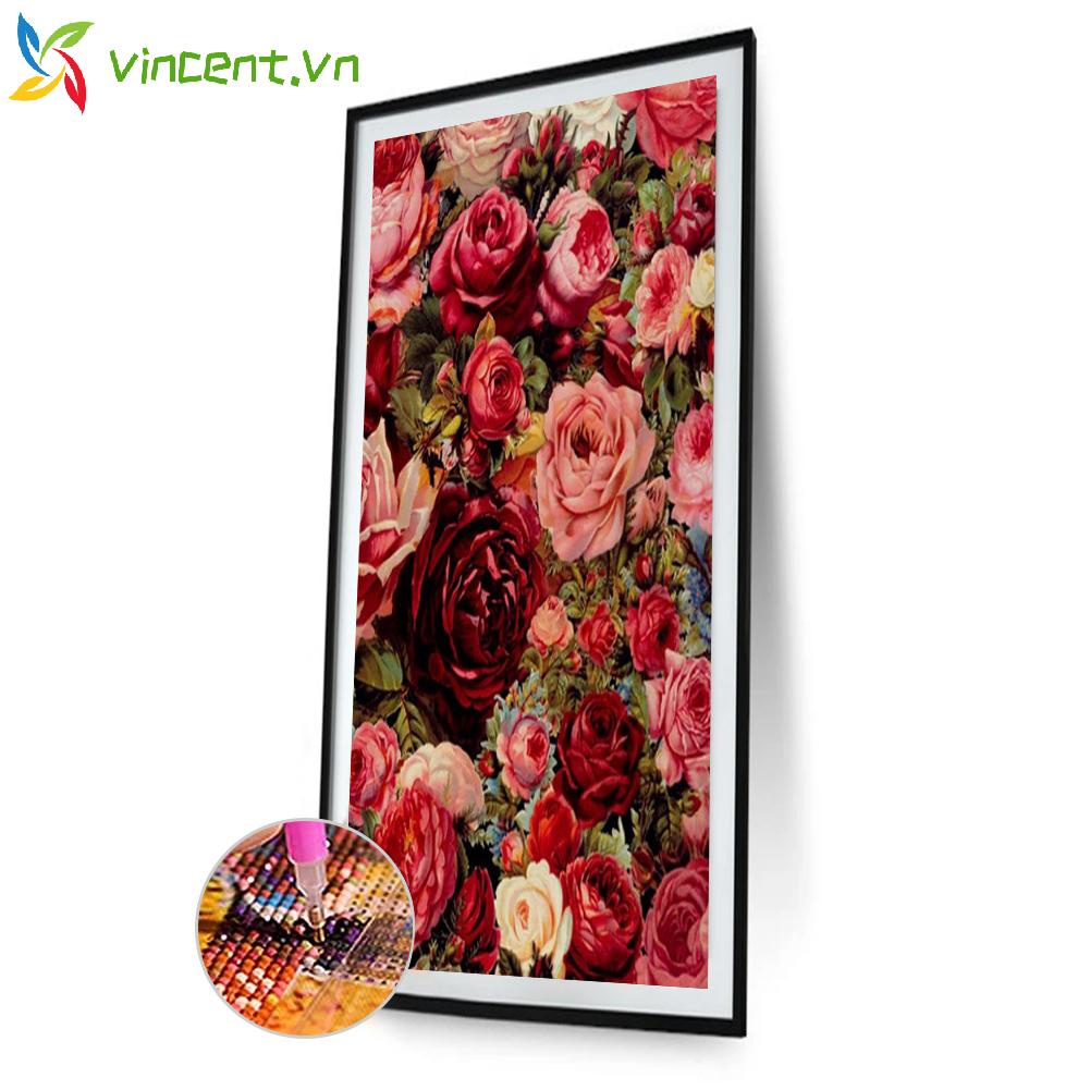 Bộ Tranh Đính Đá 5d Toàn Bộ Hình Hoa Hồng Vincent