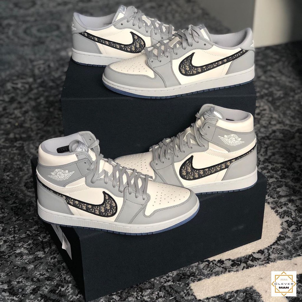 Giày thể thao AIR JORDAN 1 Xám trắng cổ cao | BigBuy360 - bigbuy360.vn